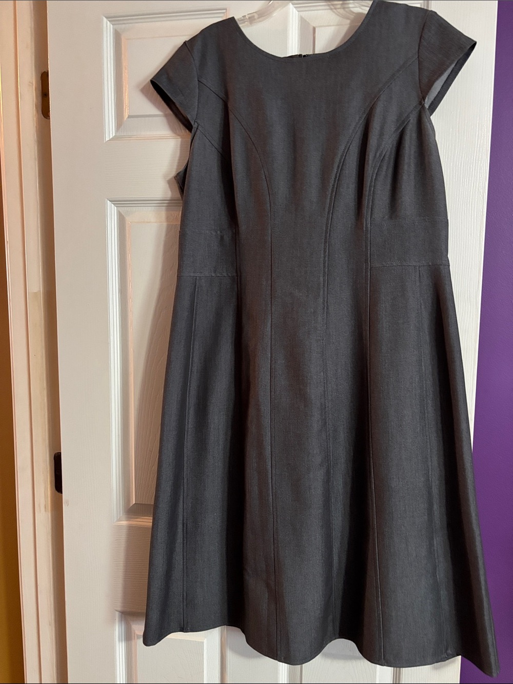 Dress Barn Charcoal Gray Fit-and-Flare Midi Dress